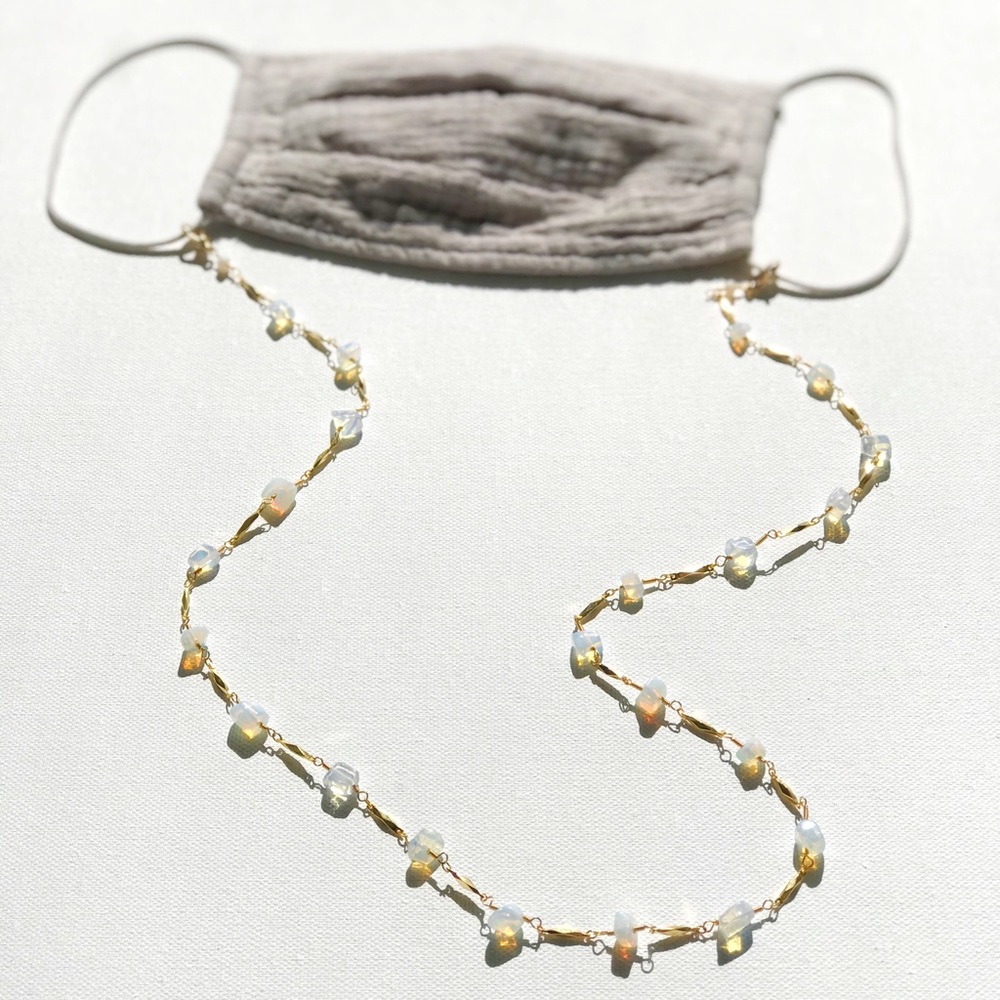 Opal Moonstone Mask Holder Necklace Chain